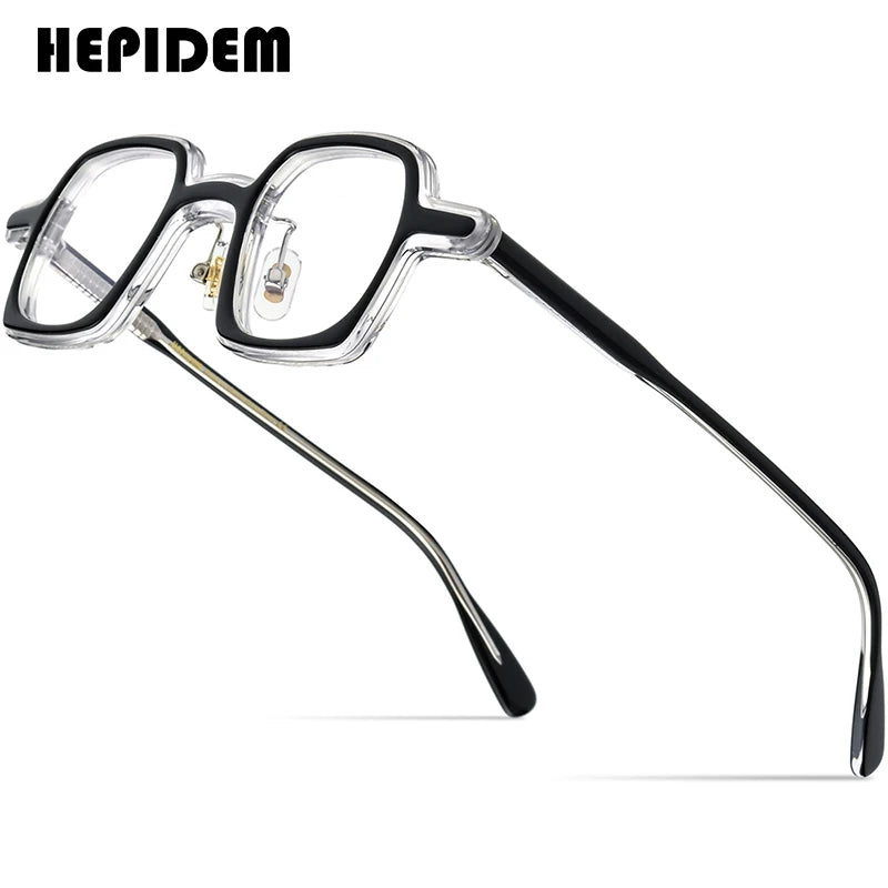 HEPIDEM Acetate Eyeglasses Frame Men 2022 Vintage Retro Square Glasses Women Spectacles Eyewear 9213