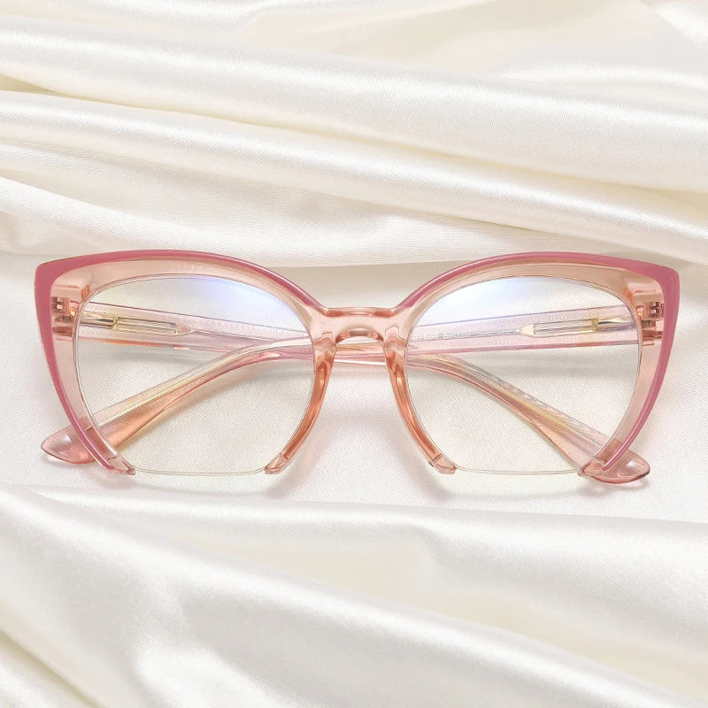 SHAUNA Retro Semi-Rimless TR90 Cat Eye Women Glasses Frames Fashion Anti-Blue Light Eyewear Men Optical Frame