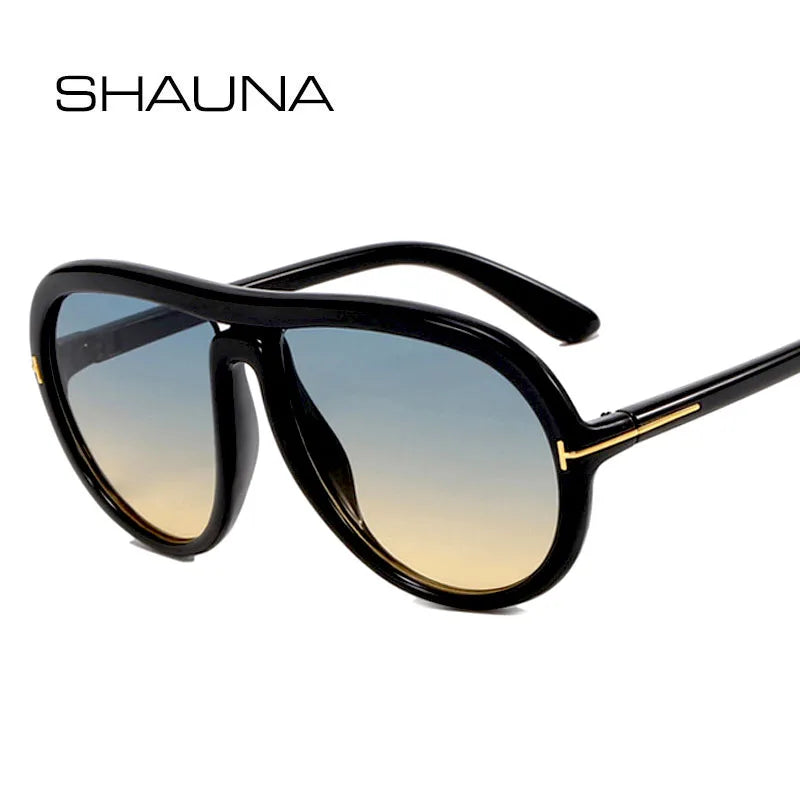 SHAUNA Retro Übergroße Piloten-Sonnenbrille Damenmode Markendesigner Farbverlaufstöne UV400 Herren Ovale Sonnenbrille