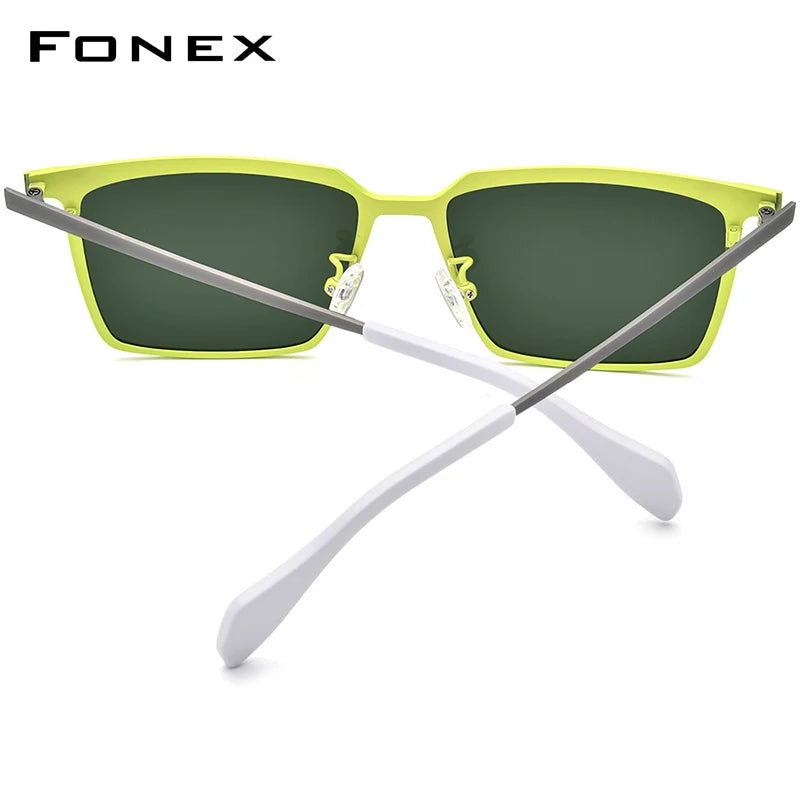 FONEX Sonnenbrille aus reinem Titan für Herren, modisch, Retro, quadratisch, hohe Qualität, polarisiert, UV400, Sonnenbrille 2024, neue Damen-Sonnenbrille F85790T