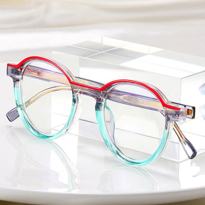 SHAUNA Retro Oval Women Double Color Glasses Frames Optical Men Clear Anti Blue Light TR90 Frame