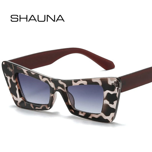 SHAUNA Retro Cat Eye Sonnenbrille Damen Modemarke Designer Gelbgrüne Farbtöne UV400 Herren Trendige Sonnenbrille in Kontrastfarbe