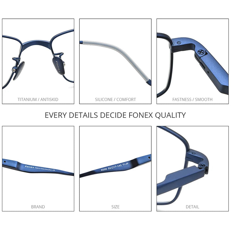 FONEX Pure Titanium Glasses for Men Square Eyeglasses Frames 2020 New Male Vintage Korean Eyewear 8556