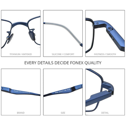 FONEX Pure Titanium Glasses for Men Square Eyeglasses Frames 2020 New Male Vintage Korean Eyewear 8556