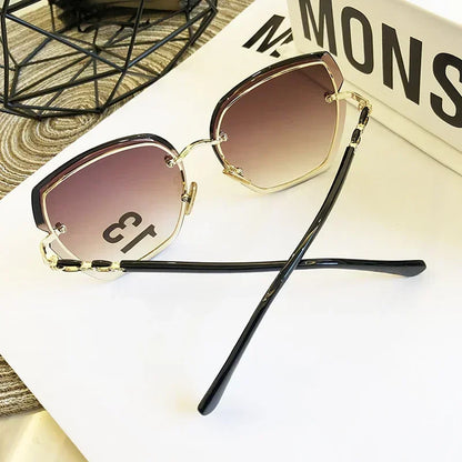 2024 Fashion Rimless Square Sunglasses Women Luxury Brand Designer Sun Glasses Vintage Gradient Eyeglasses Shades Female Shades