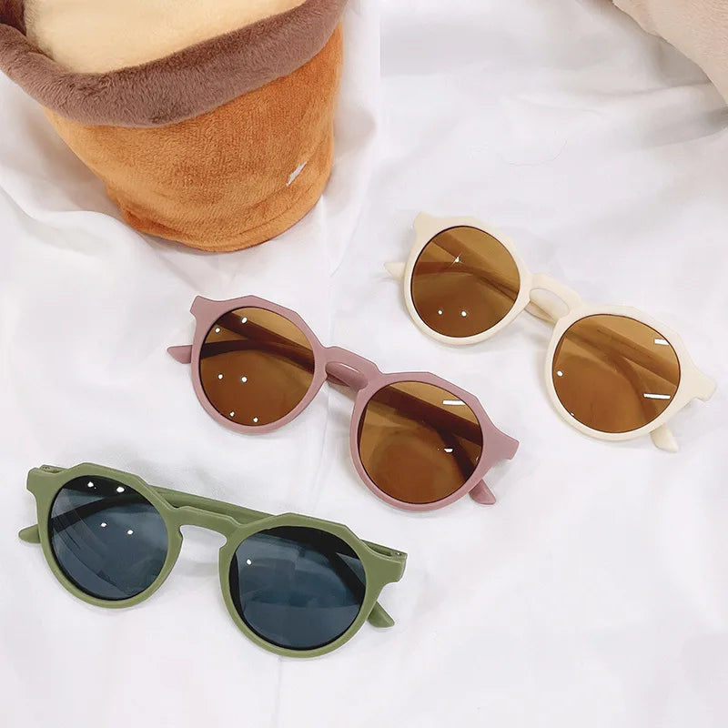 New Fashion Children Glasses Vintage Round Outdoor Sun Protection Sunglasses Baby Girls Acrylic UV400 Sunglasses Kids Eyeglasses