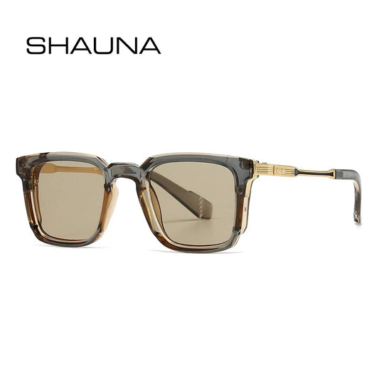 SHAUNA New Square Women Luxury Sunglasses Retro Rivets Men Gradient Shades UV400 Sun Glasses