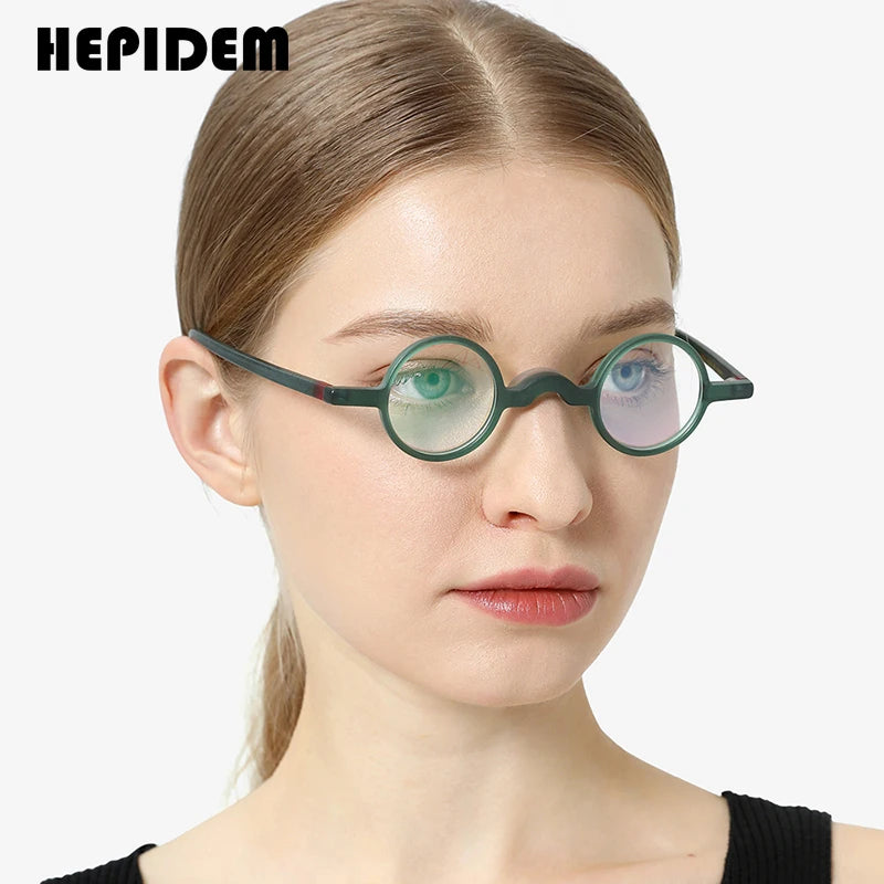 HEPIDEM Matte Acetate Glasses Men Small Round Eyeglasses 2023 New Women Retro Spectacles Eyewear H9266