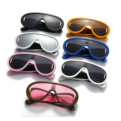 SHAUNA Oversized Women Goggle Sunglasses Trending Men One-Piece Mirror Shades UV400