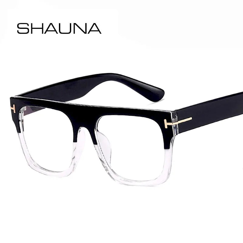 SHAUNA Anti-blue Light Oversize Square Eyeglasses Frame Women Optical Frame Men Glasses