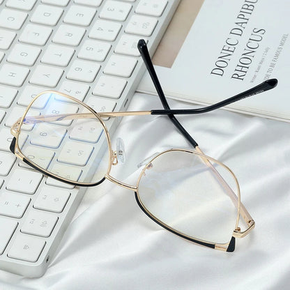 SHAUNA Retro Metal Spring Hinge Women Glasses Frame Clear Anti Blue Light Optical Frame Men Cat Eye Computer Glasses