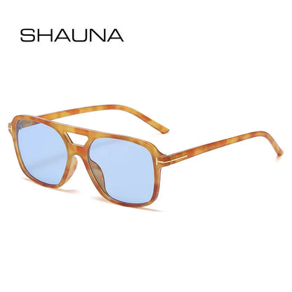 SHAUNA Fashion Double Bridges Square Femmes Lunettes de Soleil Rétro Marque Designer Clear Ocean Lens Lunettes Nuances UV400 Hommes Lunettes de Soleil