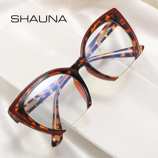 SHAUNA Retro Semi-Rimless TR90 Cat Eye Women Glasses Frames Fashion Anti-Blue Light Eyewear Men Optical Frame