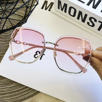 2024 Fashion Rimless Square Sunglasses Women Luxury Brand Designer Sun Glasses Vintage Gradient Eyeglasses Shades Female Shades