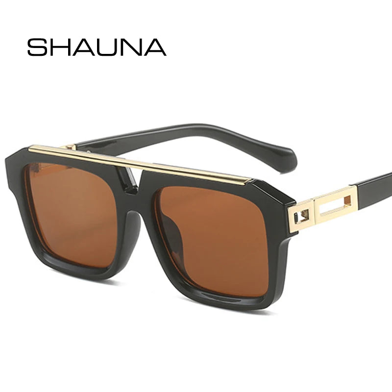 SHAUNA Fashion Double Bridges Women Square Sunglasses Retro Brand Designer Jelly Color Punk Men Sun Glasses Shades UV400