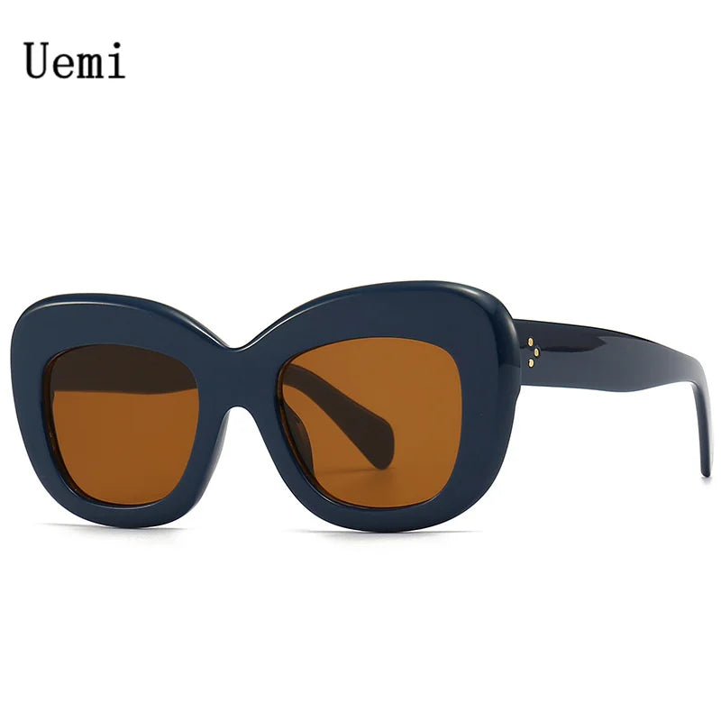 New Fashion Retro Oversized Sunglasses For Women Men Cat Eye Luxury Brand Designer Rivet Female Trending Shades UV400 Eyeglasses