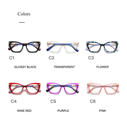 SHAUNA Anti-Blue Light Spring Hinge TR90 Fashion Women Cat Eye Optical Glasses Frames