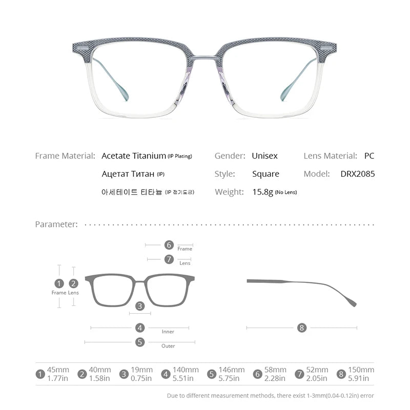 FONEX Acetate Titanium Glasses Men Vintage Oversize Square Eyeglasses Women 2022 Spectacles Eyewear DRX2085