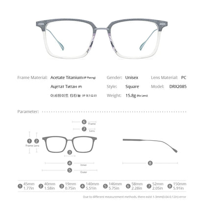 FONEX Acetate Titanium Glasses Men Vintage Oversize Square Eyeglasses Women 2022 Spectacles Eyewear DRX2085