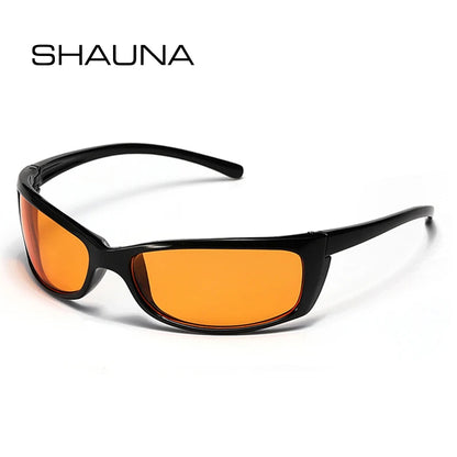 SHAUNA Retro Cat Eye Punk Sunglasses Women Shades UV400 Fashion Blue Orange Men Outdoor Sports Driving Goggles