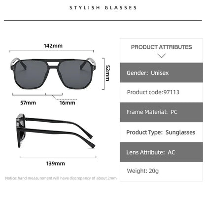 Vintage Women Big Sunglasses Retro Men Square Shades Brand Designer Unisex Sun Glasses Black Lense Male Female Sunglasses UV400