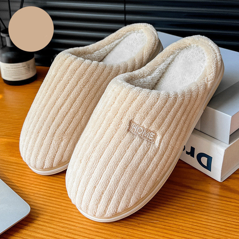 Pantoufles en coton simples de couleur unie, pantoufles d'hiver antidérapantes en peluche chaudes pour la maison, chaussures de maison d'intérieur pour couple et femmes