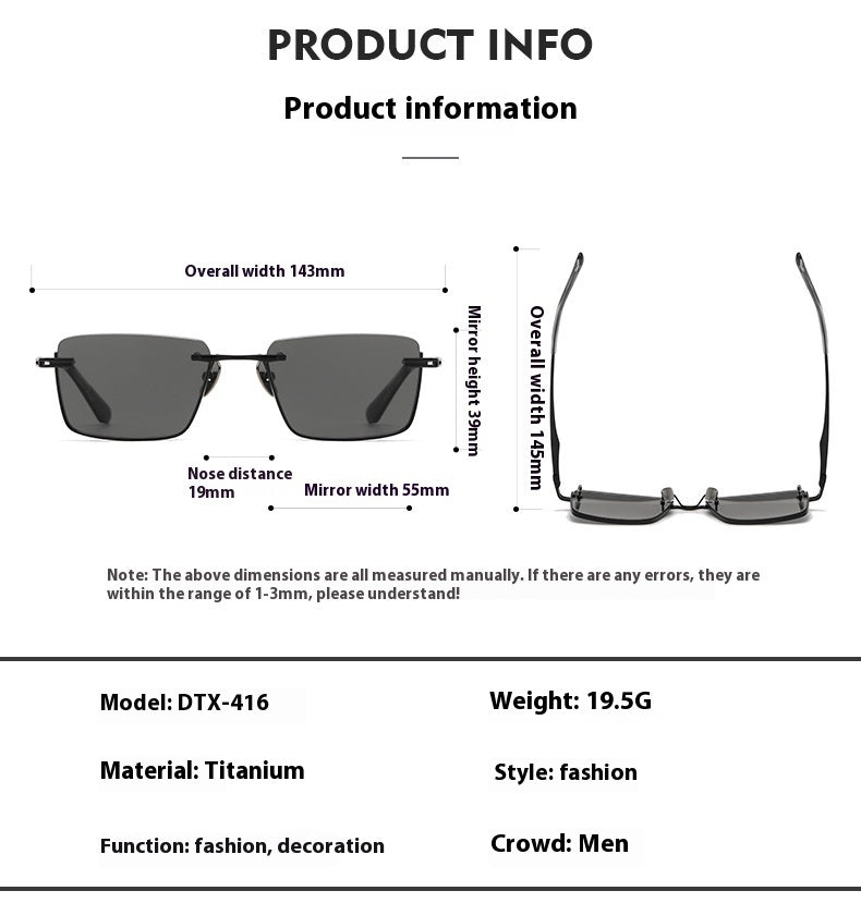 UV-geschützte DTX416 aus reinem Titan mit Option für kurzsichtige Brillen. Modische polarisierte Sonnenbrille für Damen