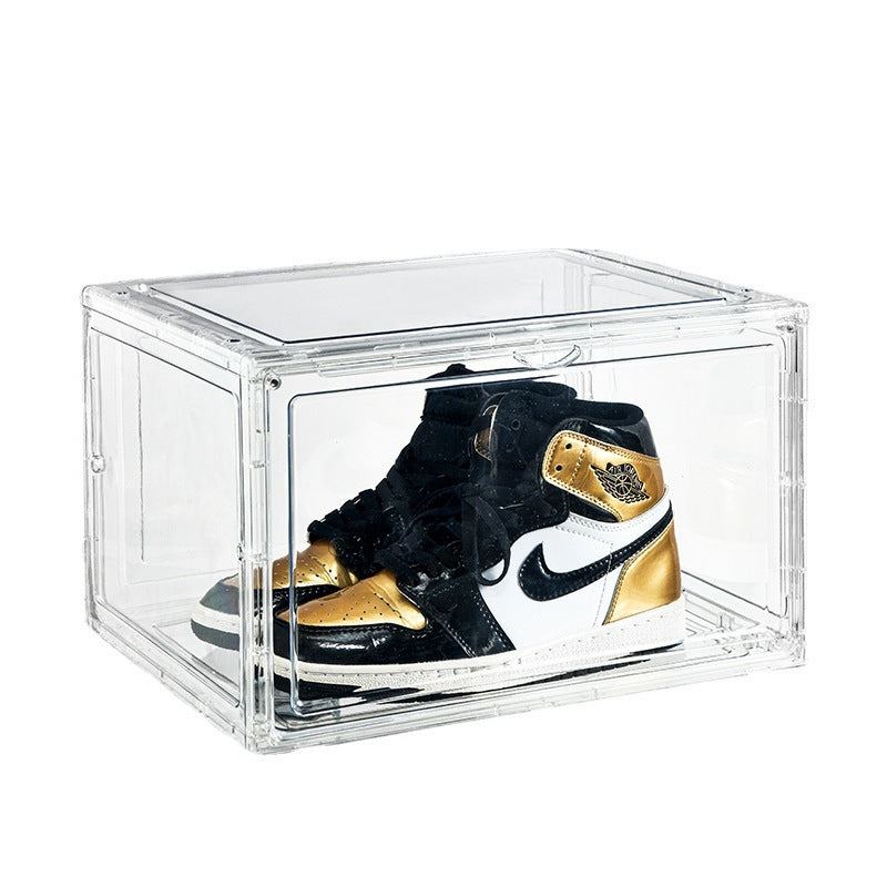 Schuhkarton, magnetisch, seitlich offen, hohe Aufbewahrungsbox, feuchtigkeitsbeständig, staubdicht, Aufbewahrungsbox für Basketballschuhe, Schuhschrank, transparente Box