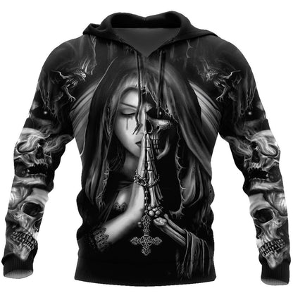 Sweat-shirt 3D animé avec tête de mort pour Halloween