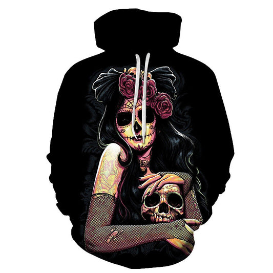 Sweat-shirt gothique rétro avec masque de beauté et tête de mort