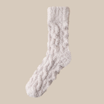 Chaussettes d'hiver chaudes et pelucheuses en polaire corail pour femmes et hommes, chaussettes de sol épaisses en velours pour dormir à la maison