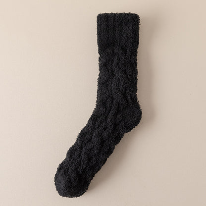 Chaussettes d'hiver chaudes et pelucheuses en polaire corail pour femmes et hommes, chaussettes de sol épaisses en velours pour dormir à la maison