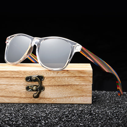 Wooden Polarized Sunglasses Square Color Wood Retro Casual