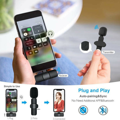 Mini microphone cravate sans fil pour enregistrement audio et vidéo avec chargement de téléphone Microphone cravate sans fil pour diffusion Ensemble de microphones à revers pour enregistrement vidéo court Microphone à main rechargeable Stream en direct