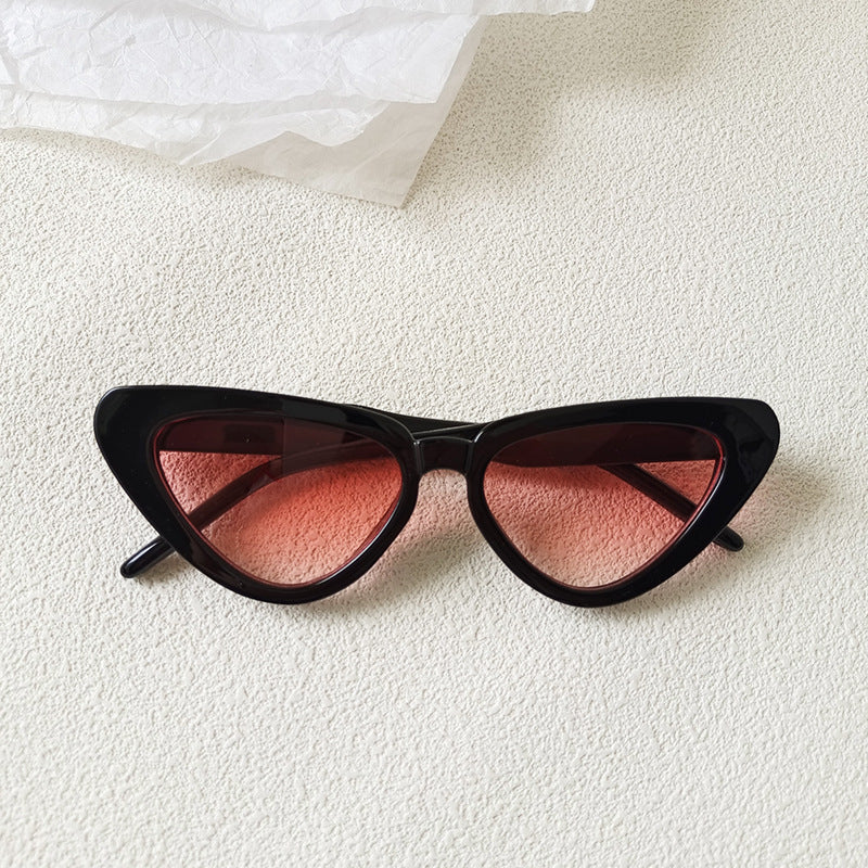 Retro Personalized Cat Eye Sunglasses Round Face High-grade Red Style Plain Face Personalized Glasses