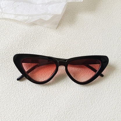 Retro Personalized Cat Eye Sunglasses Round Face High-grade Red Style Plain Face Personalized Glasses