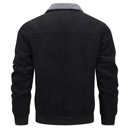 Winter Lapel Fleece Jacket With Pockets Warm Thicken Cotton Coat Men's Clothing