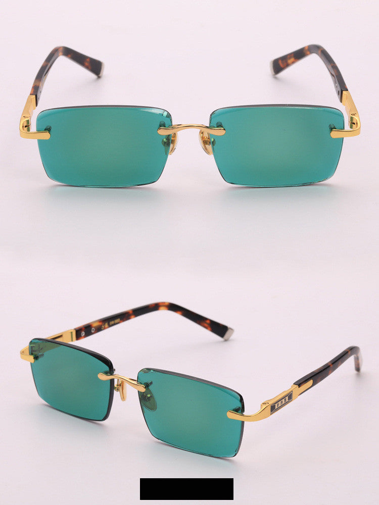 Lucky Dark Green Frameless Trimmed Sunglasses