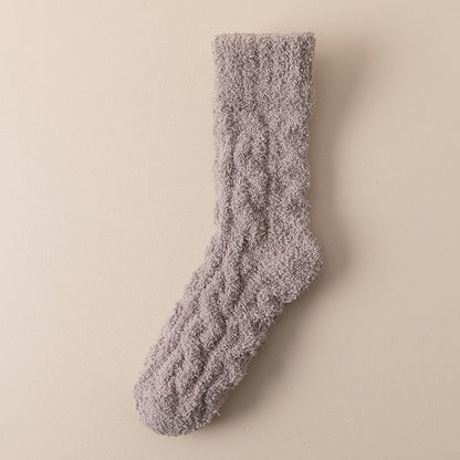 Chaussettes d'hiver chaudes et pelucheuses en polaire corail pour femmes et hommes, chaussettes de sol épaisses en velours pour dormir à la maison