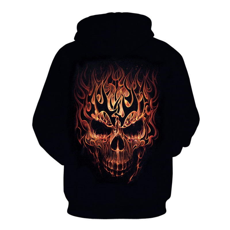 Sport-Kapuzenpullover für Herren mit 3D-Totenkopf-Digitaldruck