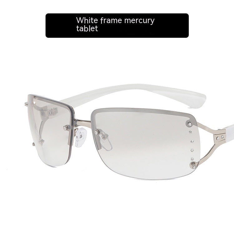 UV-proof Large Frame Frameless Diamond Sunglasses