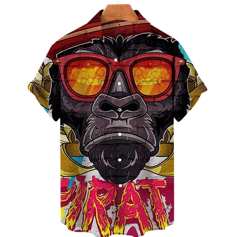 Herren Totenkopf Hemd 3D Hawaiian Kurzarm