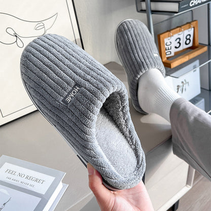 Pantoufles en coton simples de couleur unie, pantoufles d'hiver antidérapantes en peluche chaudes pour la maison, chaussures de maison d'intérieur pour couple et femmes