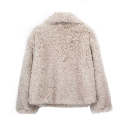 Manteau d'hiver en peluche à la mode pour femme, épais, à revers, décontracté, à manches longues