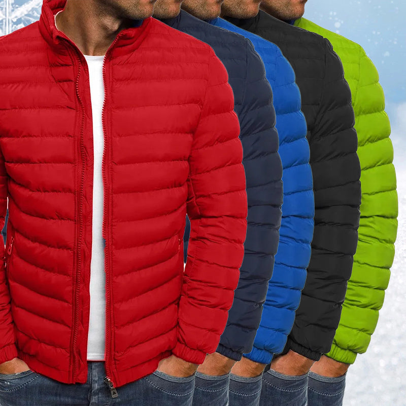 Veste pour homme avec fermeture éclair, couleur unie, manches longues, poches, résistant au froid, automne, coton épais, rembourré, pardessus pour l'extérieur