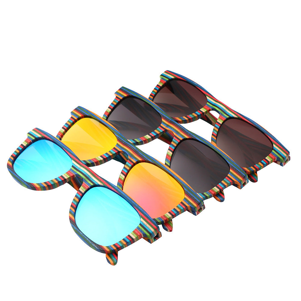 Men's And Women's Outdoor Cycling Colorful Wood Sunglasses