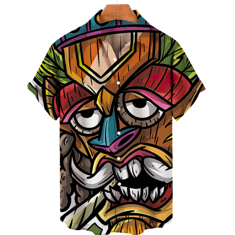 Herren Totenkopf Hemd 3D Hawaiian Kurzarm