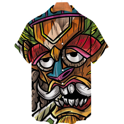 Herren Totenkopf Hemd 3D Hawaiian Kurzarm