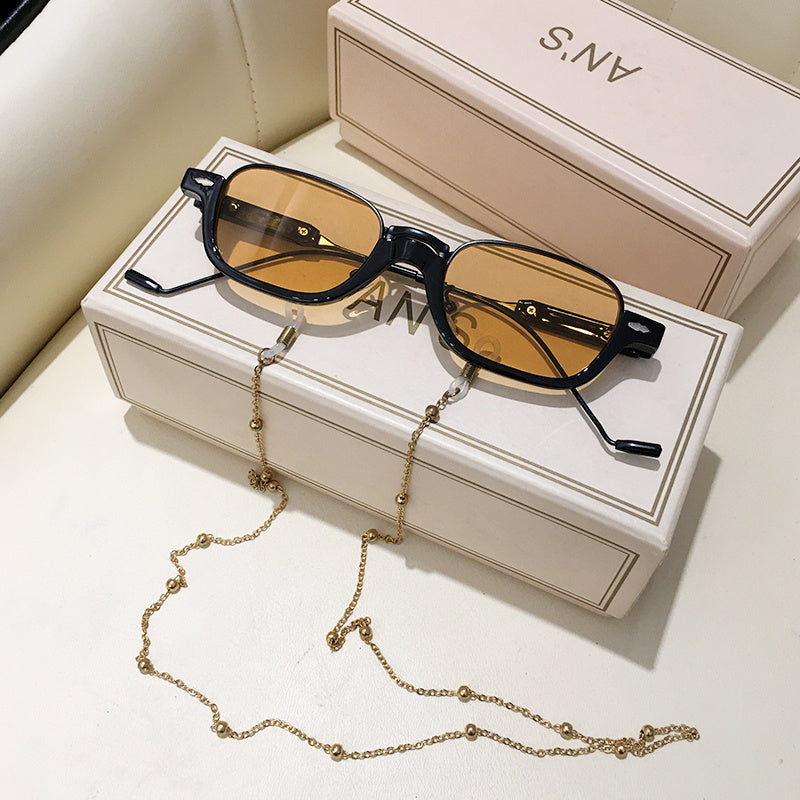 Half-frame Personality Sunglasses Trend Photo Concave Shape With Chain