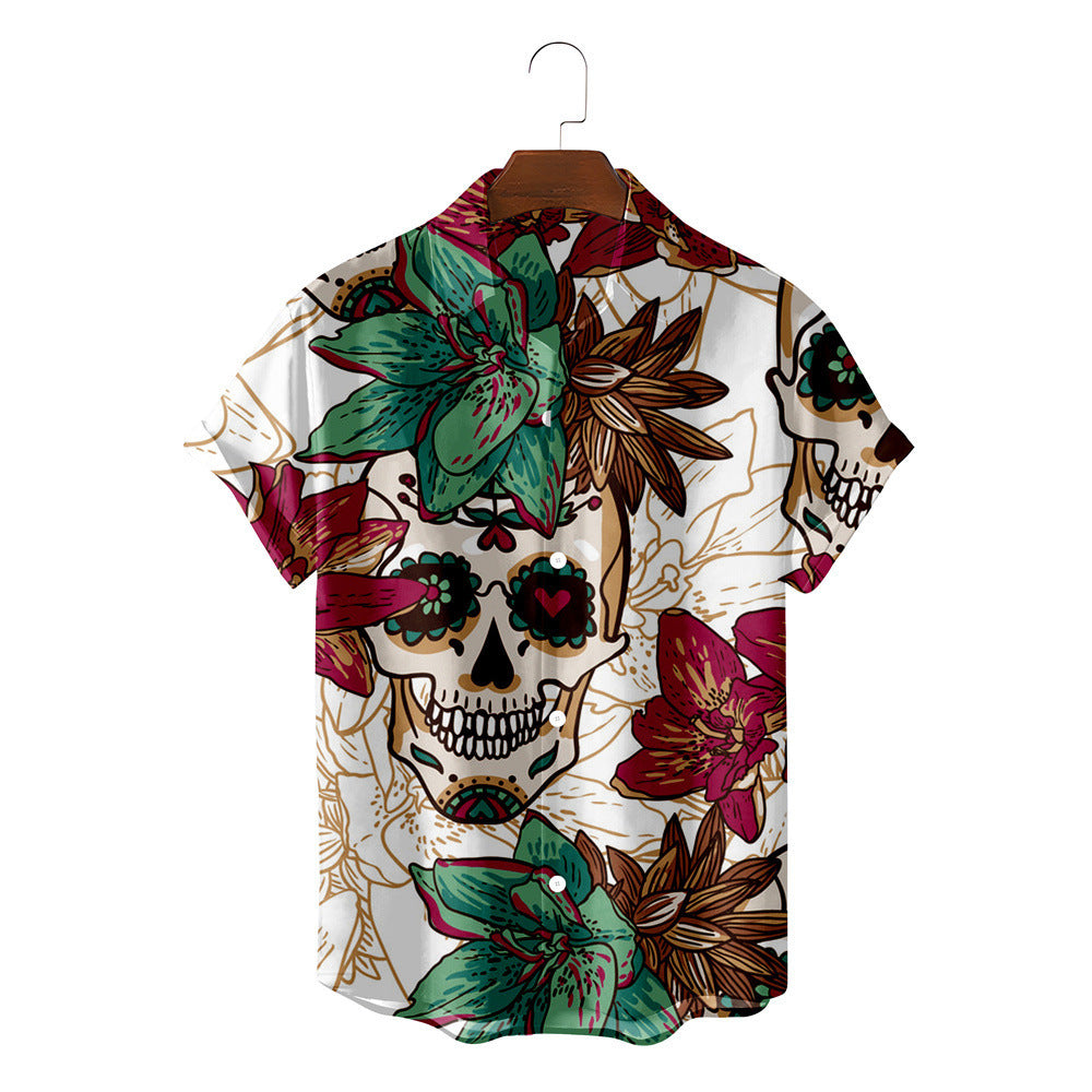 Sommer Casual 3D Totenkopf Herren Hawaiihemd